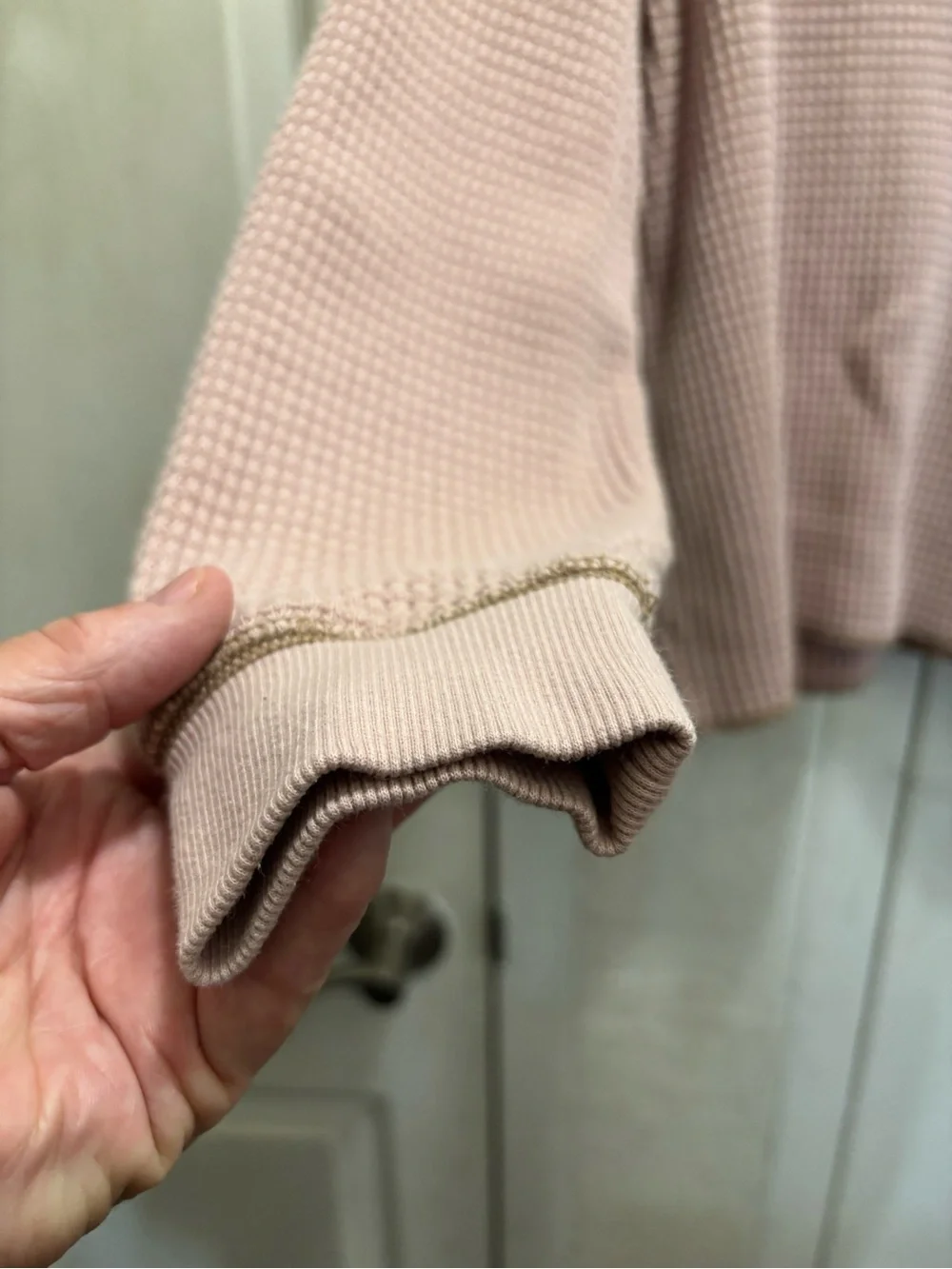 Madewell Dusty Pink Waffle-Knit Long Sleeve Pullover
